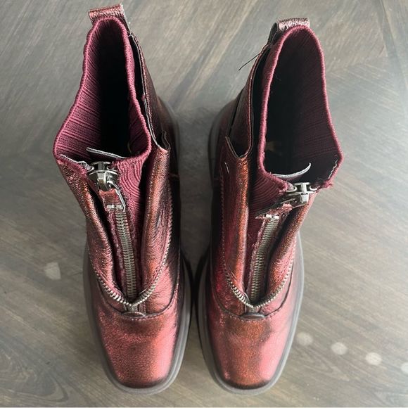 SAM EDELMAN Lind Moto Boots in Bordeaux Leather Size 8 - Picture 6 of 15